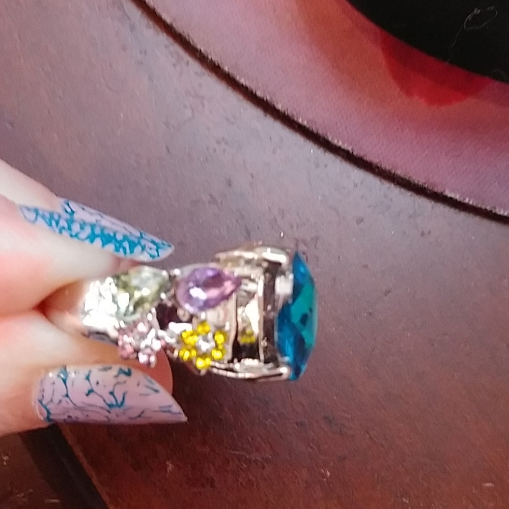 Colorful silver crystal ring - Picture 3 of 5